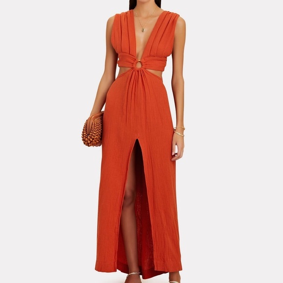 JUST BEE QUEEN Sara Cut-Out Cotton-Gauze Maxi Dress Size S NIB - Picture 1 of 7
